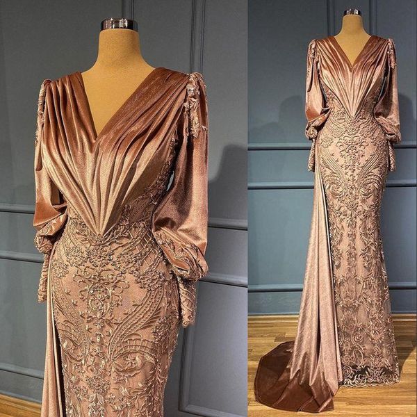 2022 mermaid evening dresses brown long sleeves embroidery lace appliques velvet v neck sweep train prom party gowns special occasion wears, Black;red
2022 mermaid evening dresses brown long sleeves embroidery lace appliques velvet v neck sweep train prom party gowns special occasion wears, Black;red
