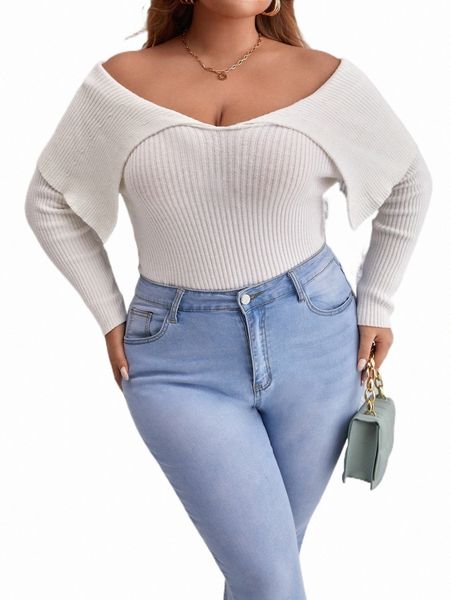 plus size t-shirt plus foldover off shoulder sweater r8ui#, Black 
plus size t-shirt plus foldover off shoulder sweater r8ui#, Black