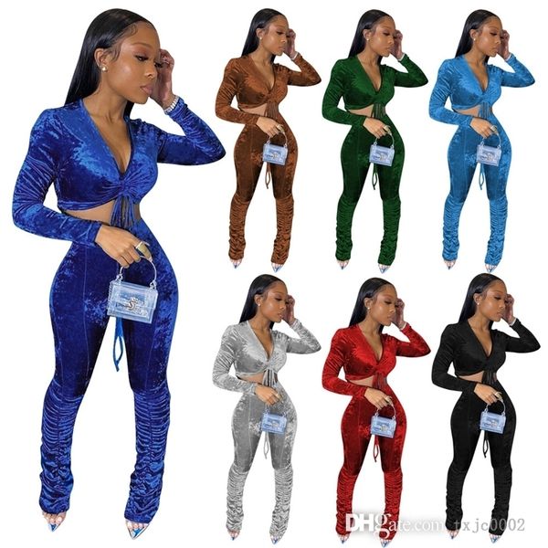 women korean velvet tracksuits two piece set long sleeve bandage crop and stacked pants jogger suits sportswear, Gray
women korean velvet tracksuits two piece set long sleeve bandage crop and stacked pants jogger suits sportswear, Gray
