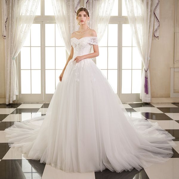 off shoulder lace appliques a-line wedding dresses beading vintage plus size bridal gowns customized long vestidos, White
off shoulder lace appliques a-line wedding dresses beading vintage plus size bridal gowns customized long vestidos, White