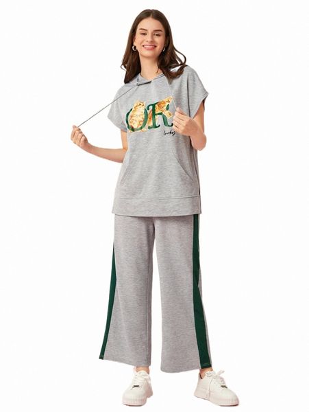 two piece dress cat & letter graphic kangaroo pocket drawstring hooded tee & pants q3cv#, White
two piece dress cat & letter graphic kangaroo pocket drawstring hooded tee & pants q3cv#, White