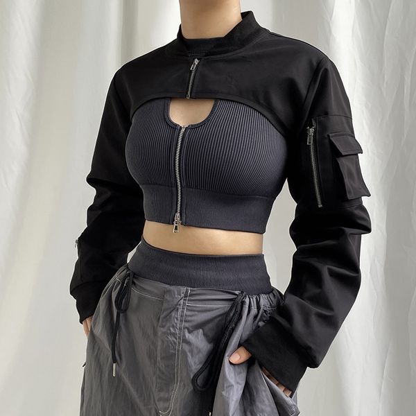 women's t-shirt american personality blast street trend cargo wind three-dimensional pocket design zipper bundle mouth long sleeve soli, White
women's t-shirt american personality blast street trend cargo wind three-dimensional pocket design zipper bundle mouth long sleeve soli, White