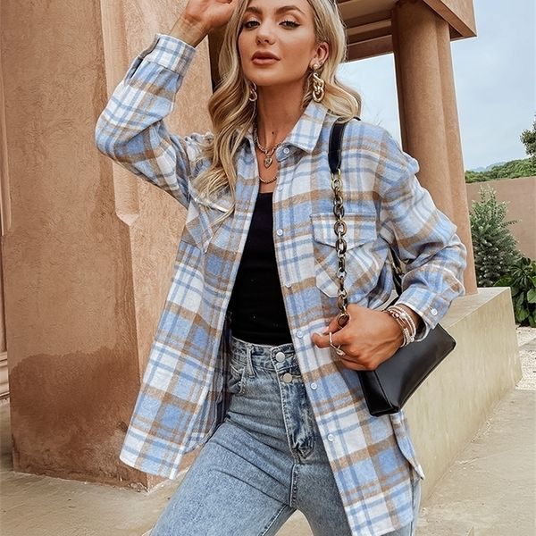 womens blouses shirts office blue plaid shirt women autumn winter casual lapel long sleeve female shirts coat fashion high street jacket 220, White
womens blouses shirts office blue plaid shirt women autumn winter casual lapel long sleeve female shirts coat fashion high street jacket 220, White