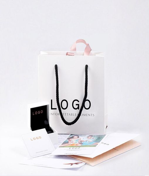 white packing box suit for pan jewelry with handheld paper velvet bag silve, Black;white