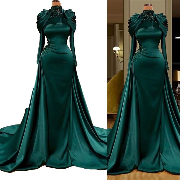 2022 hunter green prom dresses evening dress wear muslim arabic emerald green mermaid high neck long sleeves crystal beads pearls formal par, Black
2022 hunter green prom dresses evening dress wear muslim arabic emerald green mermaid high neck long sleeves crystal beads pearls formal par, Black