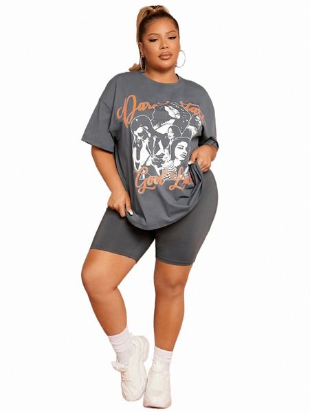 plus size t-shirt sxy plus figure & slogan graphic drop shoulder tee q3d7#, Black
plus size t-shirt sxy plus figure & slogan graphic drop shoulder tee q3d7#, Black