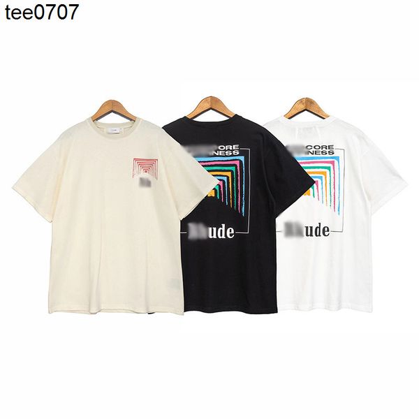 2022 summer new rhode fashion designer men women tee short sleeve cigarette box square array abstract color tunnel printed loose casual t-sh, White;black
2022 summer new rhode fashion designer men women tee short sleeve cigarette box square array abstract color tunnel printed loose casual t-sh, White;black