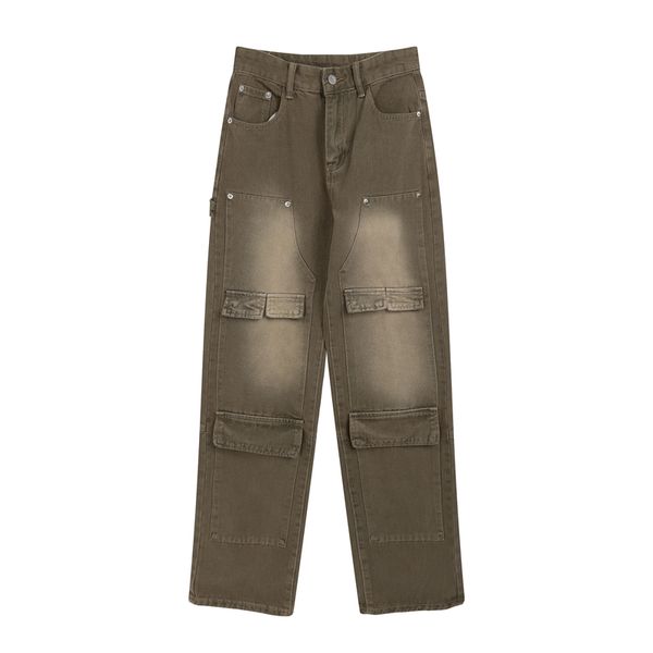 high street washed multi-pockets cargo pants for men and women distressed solid retro straight baggy casual trousers, Black;brown
high street washed multi-pockets cargo pants for men and women distressed solid retro straight baggy casual trousers, Black;brown