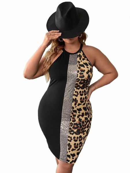 plus size dresses plus leopard print contrast sequins halter bodycon dress r1yr#, Black
plus size dresses plus leopard print contrast sequins halter bodycon dress r1yr#, Black