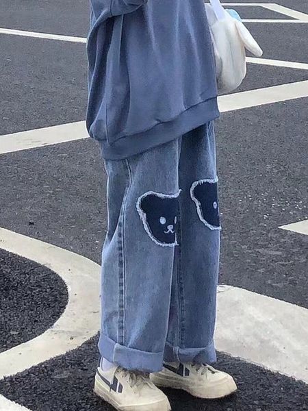 women's jeans cute hip hop bear print jeans girls cool harm pants trousers female punk high waist denim baggy ins autumn harajuku jeans, Blue
women's jeans cute hip hop bear print jeans girls cool harm pants trousers female punk high waist denim baggy ins autumn harajuku jeans, Blue