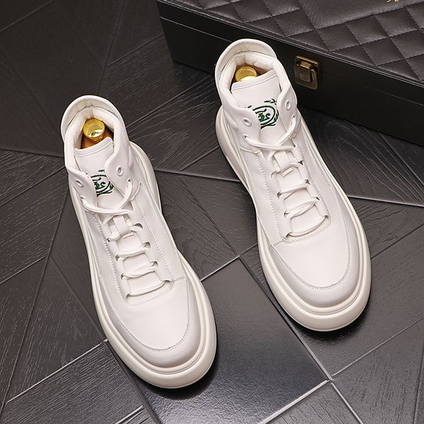 british designer wedding dress party shoes fashion high vulcanized casual sneakers round toe air cushion oxford business driving walking boo, Black