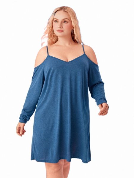 plus size dresses plus cold shoulder dress 2022 new 22yk#, Black
