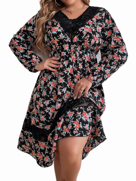 plus size dresses plus floral print guipure lace insert lantern sleeve dress u3ik#, Black
plus size dresses plus floral print guipure lace insert lantern sleeve dress u3ik#, Black