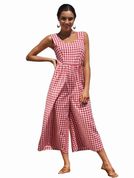 women's jumpsuits & rompers gingham print wide leg jumpsuit s1ml#, Black;white
women's jumpsuits & rompers gingham print wide leg jumpsuit s1ml#, Black;white