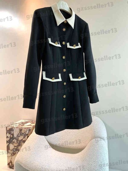 dress for women fashion brand classic style dresses black vintage pocket lapel metal breasted long dress designer womens clothing, Black;gray
dress for women fashion brand classic style dresses black vintage pocket lapel metal breasted long dress designer womens clothing, Black;gray