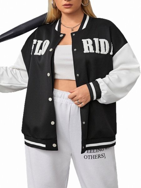 plus size outerwear & coats plus letter graphic colorblock drop shoulder bomber jacket x7e9#, Black
plus size outerwear & coats plus letter graphic colorblock drop shoulder bomber jacket x7e9#, Black
