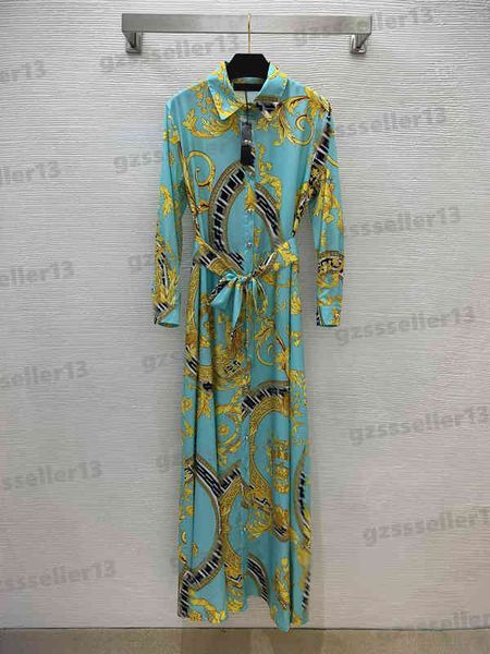designer women dress lengthen style fashion brand gold pattern logo print dresses vintage button placket nipped waist long sleeve dress size, Black;gray
designer women dress lengthen style fashion brand gold pattern logo print dresses vintage button placket nipped waist long sleeve dress size, Black;gray
