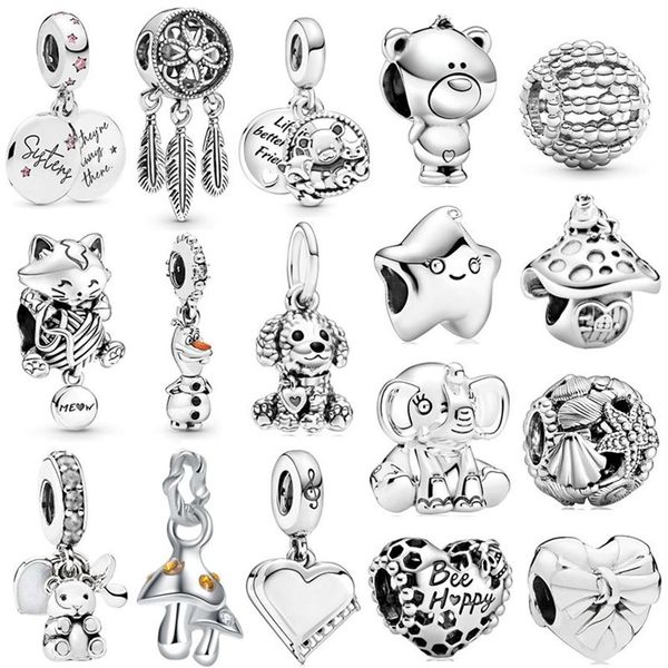 925 silver charm beads dangle 1pcs new cute silver star cat elephant mushroom bear pendant bead fit pandora charms bracelet diy jewelry271e, Black
925 silver charm beads dangle 1pcs new cute silver star cat elephant mushroom bear pendant bead fit pandora charms bracelet diy jewelry271e, Black