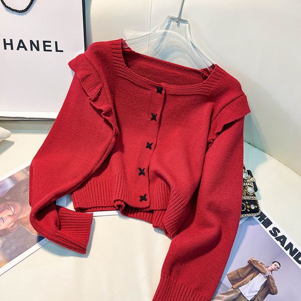 204 meat finish small man christmas red sweater woman early autumn new style outside wearing short sense niche, White;black
204 meat finish small man christmas red sweater woman early autumn new style outside wearing short sense niche, White;black