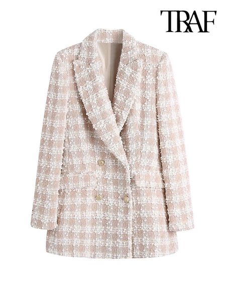 women's suits blazers traf women fashion tweed double breasted blazer coat vintage long sleeve flap pockets female outerwear chic veste, White;black
women's suits blazers traf women fashion tweed double breasted blazer coat vintage long sleeve flap pockets female outerwear chic veste, White;black