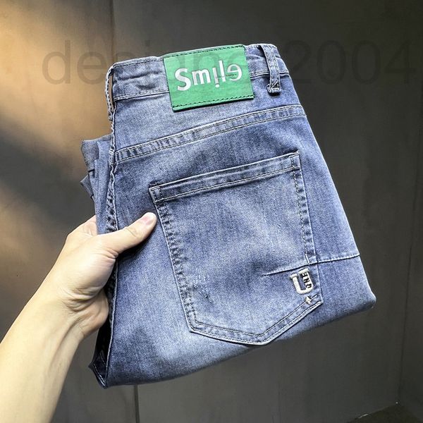 men's jeans designer cropped men's summer thin casual straight tube loose spring and autumn small foot red ear pants k8po, Blue
men's jeans designer cropped men's summer thin casual straight tube loose spring and autumn small foot red ear pants k8po, Blue
