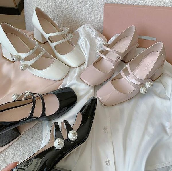 miu jane vintage mary shoes women's chunky heel leather shoe square toe pumps female pearls casual vacation banquet ladies high heels s, Black
miu jane vintage mary shoes women's chunky heel leather shoe square toe pumps female pearls casual vacation banquet ladies high heels s, Black