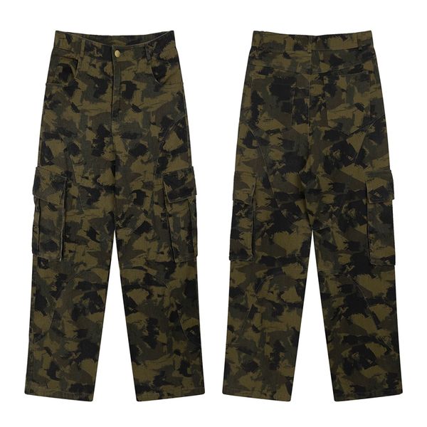 men's streetwear camouflage cargo pants spliced multi-pockets straight overalls baggy hip hop couple trousers, Black;brown
men's streetwear camouflage cargo pants spliced multi-pockets straight overalls baggy hip hop couple trousers, Black;brown