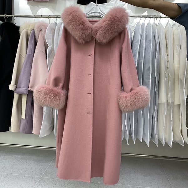 women's wool blends women winter coat wool long cashmere coat elegant fall korean real fur collar hooded women's double-sided wool, Black
women's wool blends women winter coat wool long cashmere coat elegant fall korean real fur collar hooded women's double-sided wool, Black