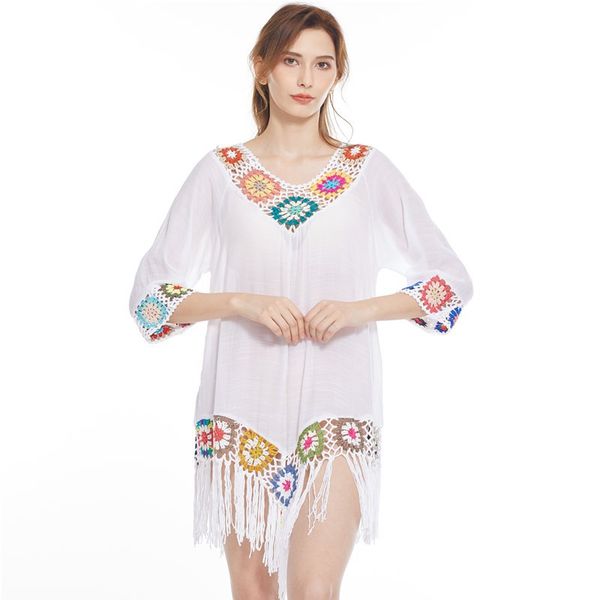beach holiday dress v neck hook flower patchwork women summer loose vestidos tassel fashion, Black;gray
beach holiday dress v neck hook flower patchwork women summer loose vestidos tassel fashion, Black;gray