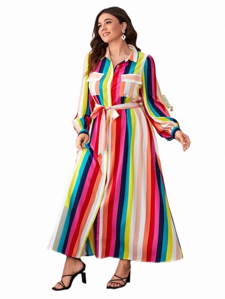 plus size dresses plus rainbow striped belted shirt dress 90yz#, Black 
plus size dresses plus rainbow striped belted shirt dress 90yz#, Black