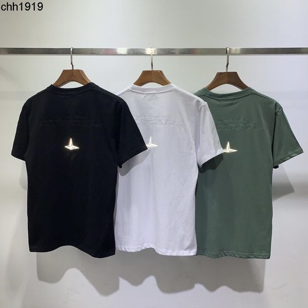 19ss stone logo letter embroidered star reflective short sleeve t-shirt islands, White;black
19ss stone logo letter embroidered star reflective short sleeve t-shirt islands, White;black