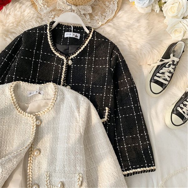 fashion small fragrant clothes short jackets cardigan women's new korean version versatile tweed plaid loose fitting suit coat, Black;brown
fashion small fragrant clothes short jackets cardigan women's new korean version versatile tweed plaid loose fitting suit coat, Black;brown
