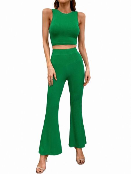 two piece dress solid crop tank & flare leg pants set d8xv#, White 
two piece dress solid crop tank & flare leg pants set d8xv#, White