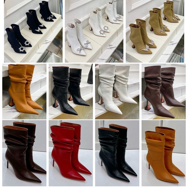 10cm begum bowknot butterfly high heel boots pleated ankle boot pumps womens patent leather amina muaddi diamond designer pointed toes stile, Black
10cm begum bowknot butterfly high heel boots pleated ankle boot pumps womens patent leather amina muaddi diamond designer pointed toes stile, Black