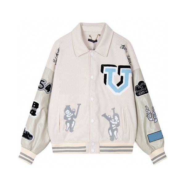 men faux leather designers baseball jacket green wool applique embroidery watercolor lapel neck paris streetwear m-2xl, Black
men faux leather designers baseball jacket green wool applique embroidery watercolor lapel neck paris streetwear m-2xl, Black