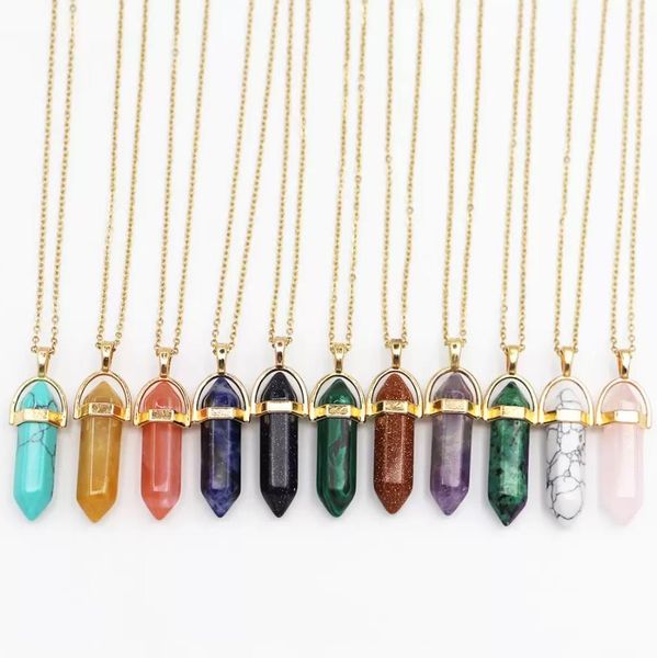 pendant necklaces natural stone hexagonal column point gold necklaces cylindrical pendants healing crystal fluorite lapi dhseller2010 dhgwo, Silver
pendant necklaces natural stone hexagonal column point gold necklaces cylindrical pendants healing crystal fluorite lapi dhseller2010 dhgwo, Silver