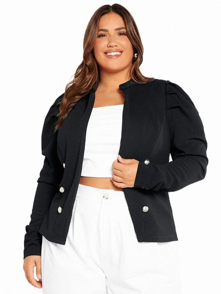plus size outerwear & coats evolu plus puff sleeve double breasted jacket x1k7#, Black
plus size outerwear & coats evolu plus puff sleeve double breasted jacket x1k7#, Black