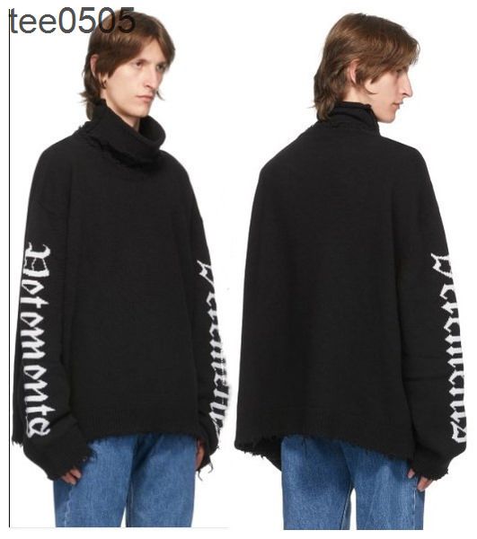 2021 hoodies new vetements two sleeve letter men's and women's turtleneck hoodies, Black