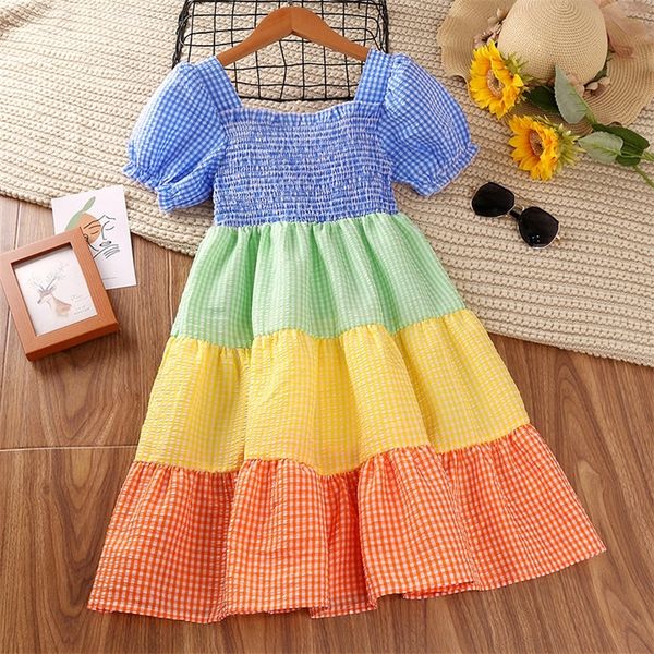 girl's dresses kids girls rainbow dress cloth summer clolor block short sleeve casual shirred a-line dress for girls children clothing, Red;yellow
girl's dresses kids girls rainbow dress cloth summer clolor block short sleeve casual shirred a-line dress for girls children clothing, Red;yellow