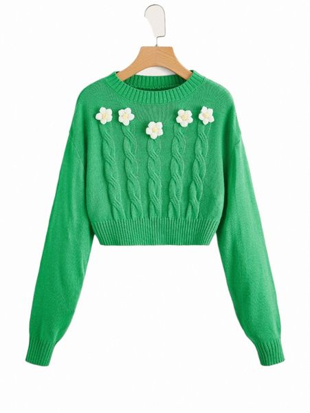 women's sweaters applique detail drop shoulder cable knit sweater 57op#, White;black
women's sweaters applique detail drop shoulder cable knit sweater 57op#, White;black