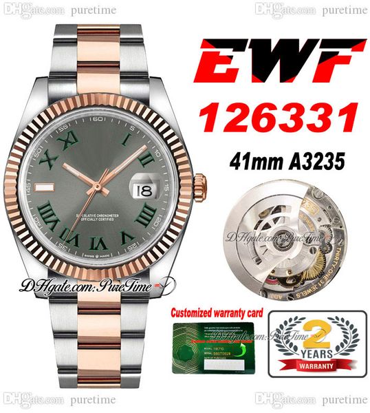 ewf just 126331 a3235 automatic mens watch 41 fluted bezel two tone rose gold gray dial green roman oystersteel bracelet super edition same, Slivery;brown
ewf just 126331 a3235 automatic mens watch 41 fluted bezel two tone rose gold gray dial green roman oystersteel bracelet super edition same, Slivery;brown