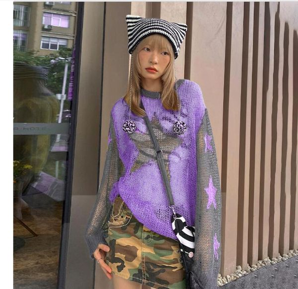 new women's sweaters hollow out star pattern full sleeves jumper women through loose oversized y2k smock knitwear vintage fashion 90s, White;black
new women's sweaters hollow out star pattern full sleeves jumper women through loose oversized y2k smock knitwear vintage fashion 90s, White;black