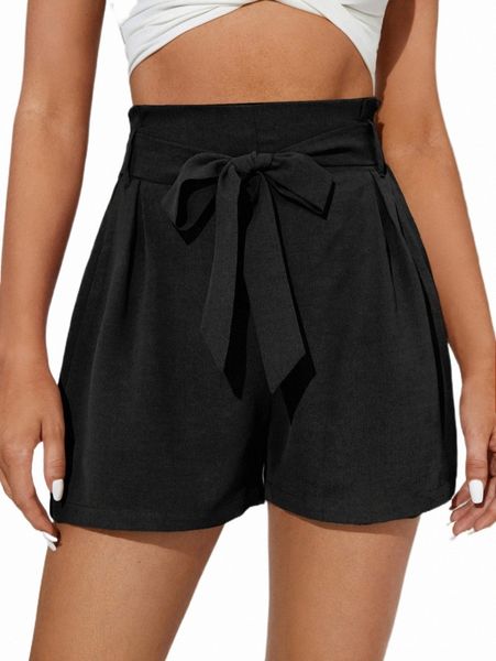 women's shorts tall plicated detail paperbag waist belted shorts l9aj#, White;black
women's shorts tall plicated detail paperbag waist belted shorts l9aj#, White;black