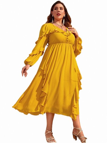 plus size dresses plus solid ruffle trim a-line dress j4hl#, Black 
plus size dresses plus solid ruffle trim a-line dress j4hl#, Black
