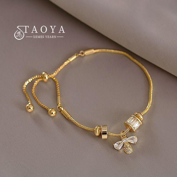 2022 new design sense zircon bee pendant pull adjustment charm bracelet party women's luxury jewelry girl's fashion accessories, Golden;silver
2022 new design sense zircon bee pendant pull adjustment charm bracelet party women's luxury jewelry girl's fashion accessories, Golden;silver
