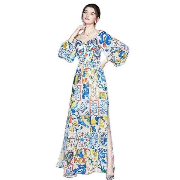 2021 women designer lantern sleeve maxi dress spring autumn vintage elegant runway blue and white porcelain printed party dresses 303m, Black;gray
2021 women designer lantern sleeve maxi dress spring autumn vintage elegant runway blue and white porcelain printed party dresses 303m, Black;gray