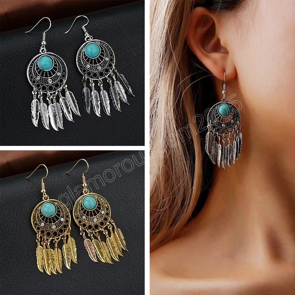 bohemian tassel dangle earrings trendy jewelry women vintage turquoise leaves earring ethnic jewelry, Silver
bohemian tassel dangle earrings trendy jewelry women vintage turquoise leaves earring ethnic jewelry, Silver