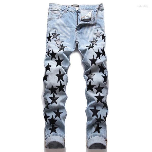 men's jeans america male blue orange star leather patchwork hole repair streetwear jean homme ripped men motorcycle pant
men's jeans america male blue orange star leather patchwork hole repair streetwear jean homme ripped men motorcycle pant