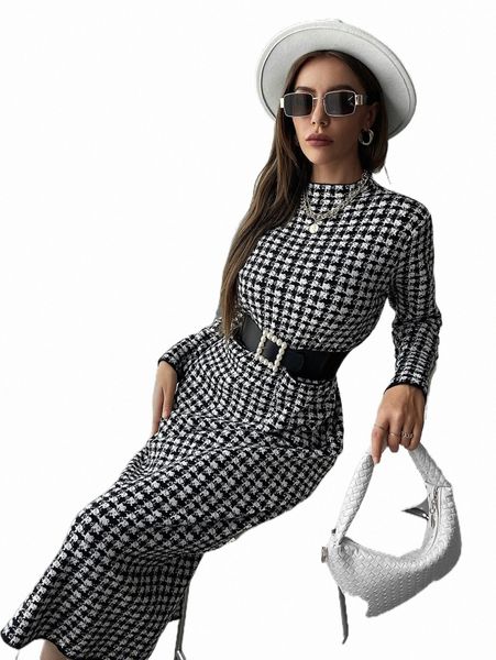women's sweaters mock neck plaid pattern sweater dress without belt e3bw#, White;black
women's sweaters mock neck plaid pattern sweater dress without belt e3bw#, White;black
