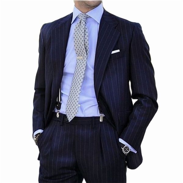 men's suits blazers design pinstripe suit for men 2 pieces navy blue slim fit business blazer formal groom wedding tuxedos trajes de ho, White;black
men's suits blazers design pinstripe suit for men 2 pieces navy blue slim fit business blazer formal groom wedding tuxedos trajes de ho, White;black